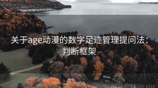 关于age动漫的数字足迹管理提问法：判断框架
