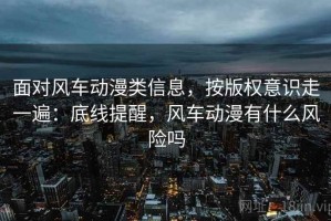 面对风车动漫类信息，按版权意识走一遍：底线提醒，风车动漫有什么风险吗