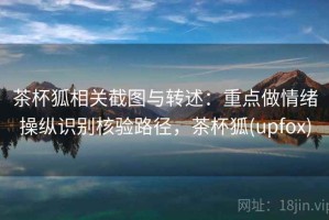茶杯狐相关截图与转述：重点做情绪操纵识别核验路径，茶杯狐(upfox)